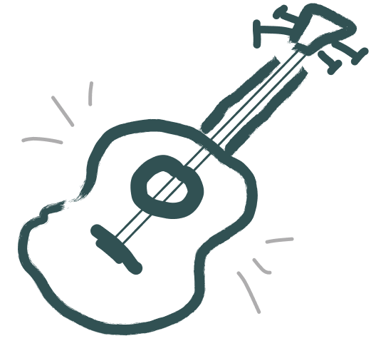 Hand-drawn guitar with spotlights